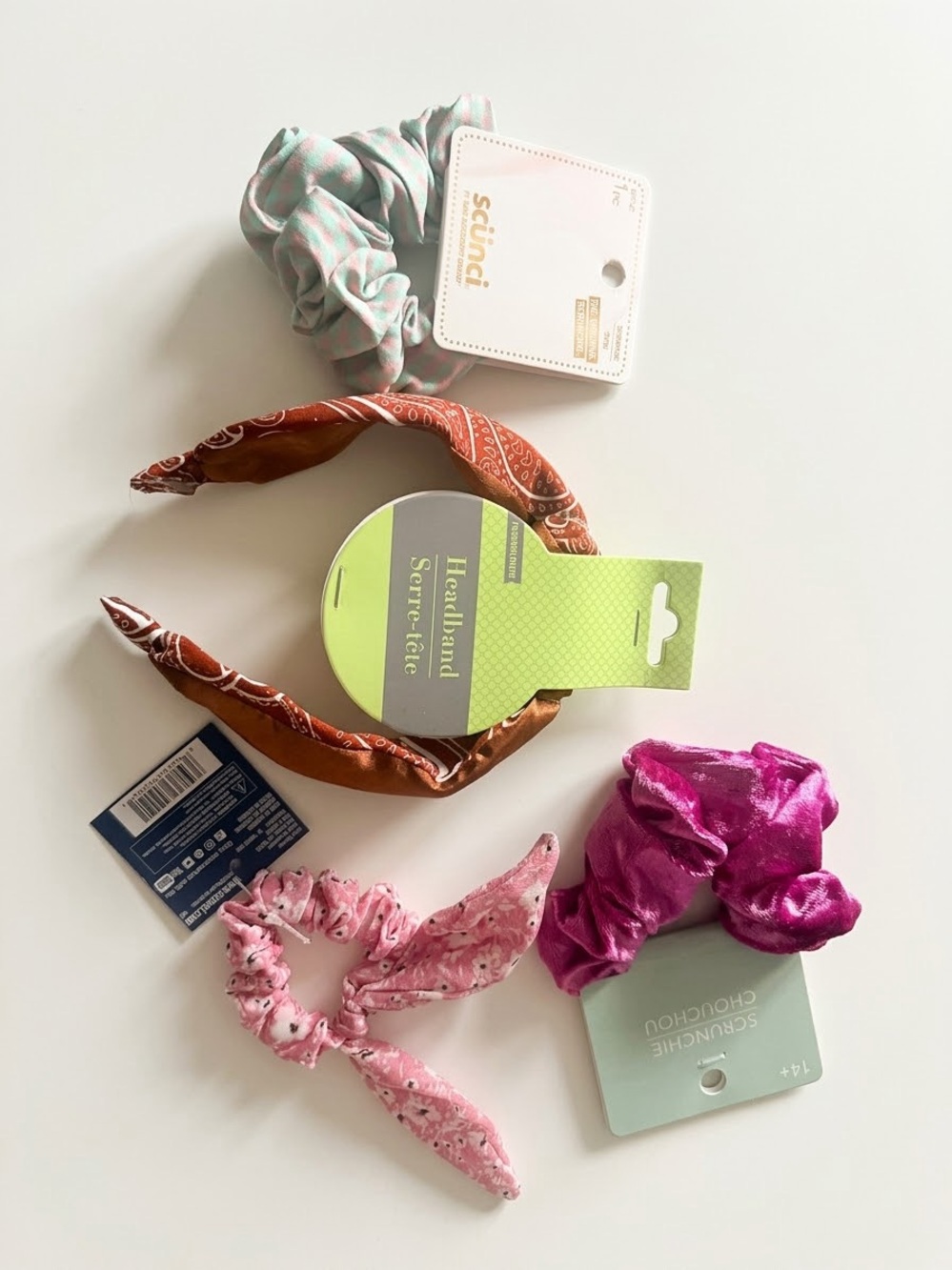 Women’s Hair Accessory Set — Pink, Mint, Rust, Magenta